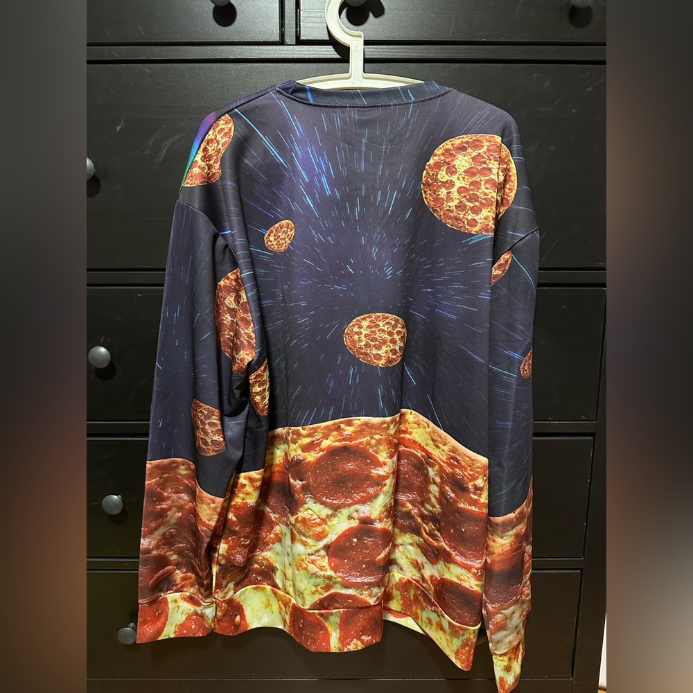 Men’s Laser Beam Cat Eyes pizza long sleeve shirt XXL NWT - Picture 2 of 2
